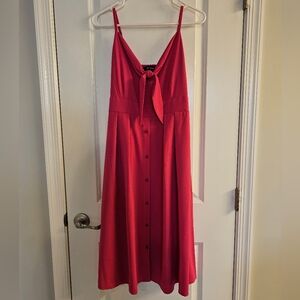 Pink Button-Down Midi Dress